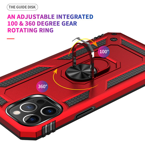 Tech Armor Ring Stand Grip Case with Metal Plate for iPhone 12 /